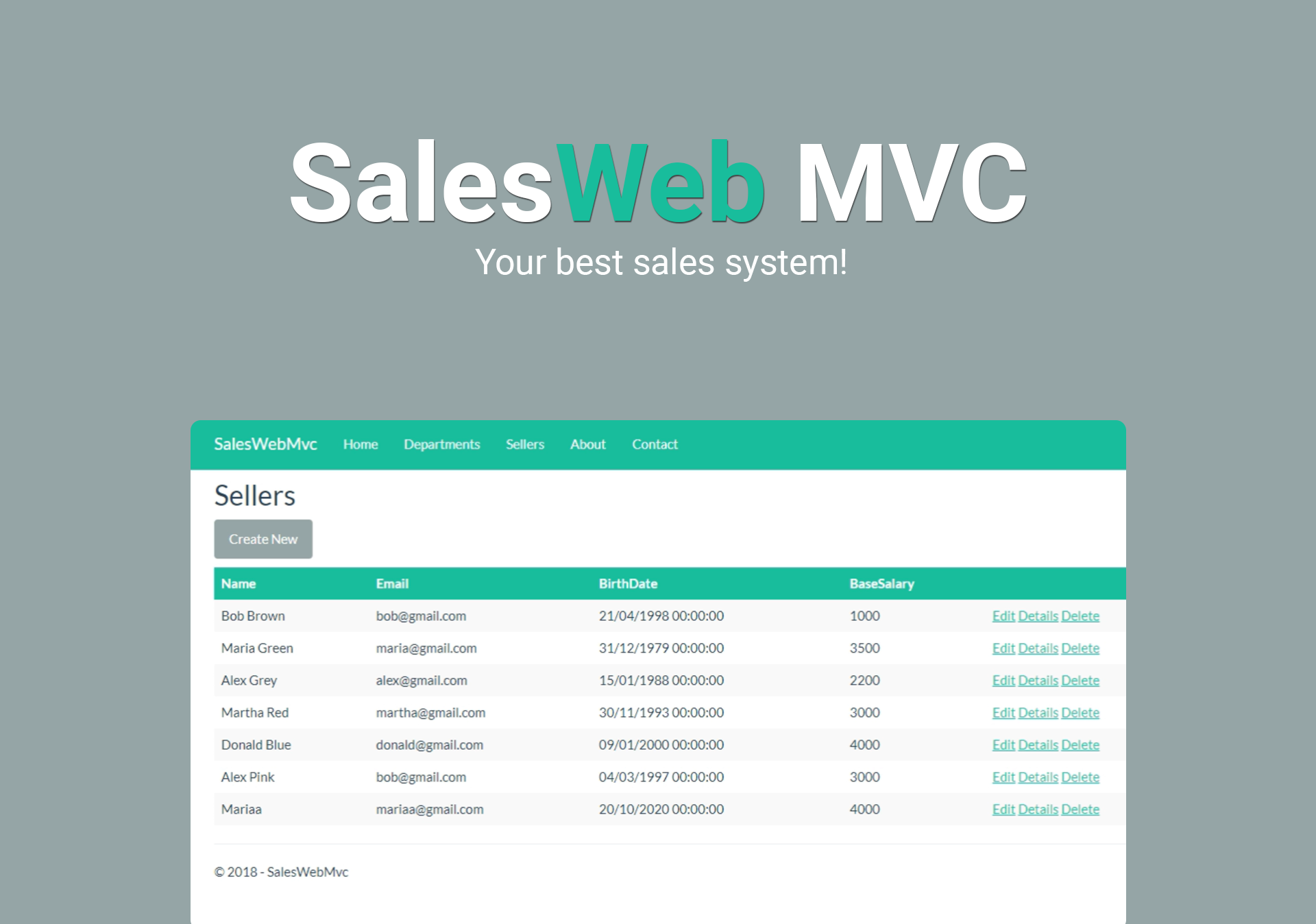 Sistema em aplicação de controle de vendas ASP.NET MVC com C#